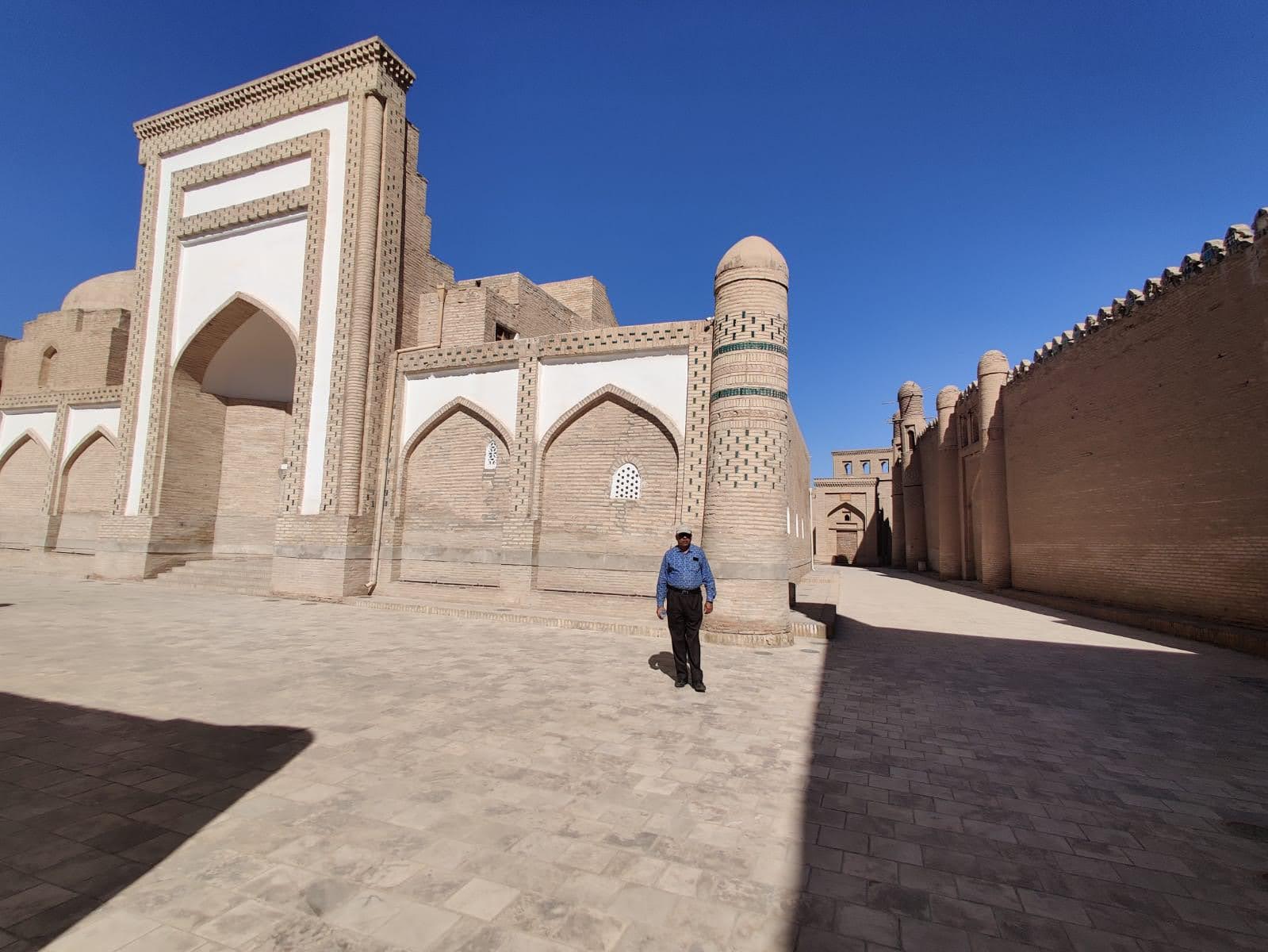 The impressive entrance portal of Muhammad Amin Inak Madrasah in Khiva