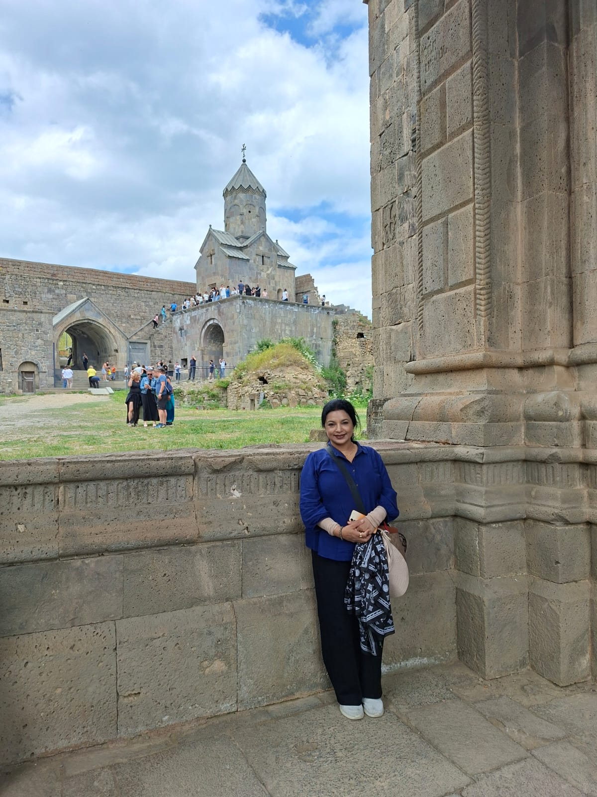 Panoramic landscape view of the fortress like Tatev Monastery on a cliff