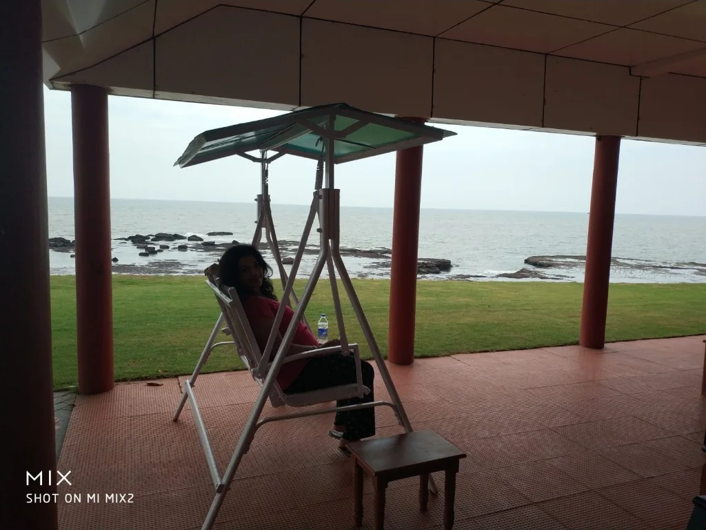Coastal view from swing facing Arabian Sea in Kannur, Kerala