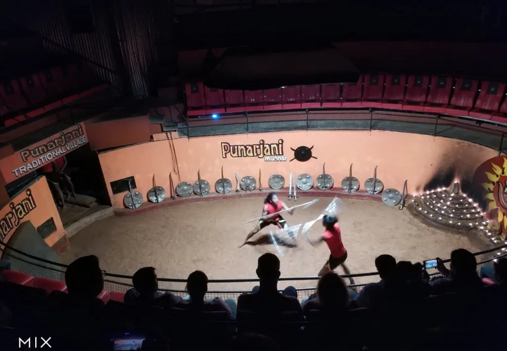 Sword and spear combat demonstration in Kalaripayattu