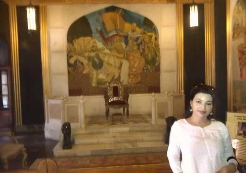 Historic mural display inside the Umaid Bhawan Palace museum in Jodhpur